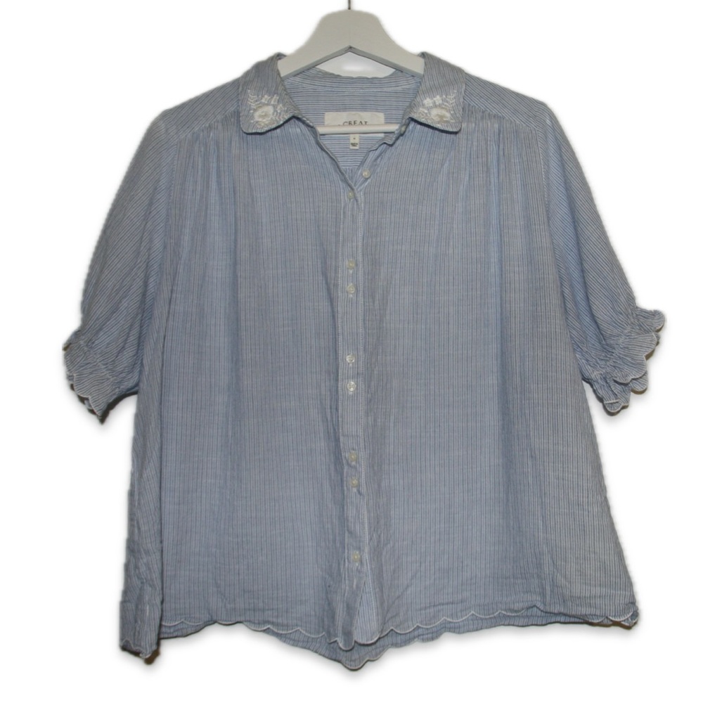 The GREAT Embroidered Striped Lace Detail Top Size 0